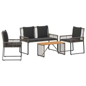vidaXL Ensemble de meubles d'extérieur 9 pc Gris et Gris foncé