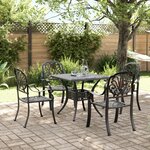 vidaXL Ensemble à manger de jardin 5 Pièces noir aluminium coulé