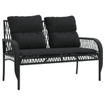 vidaXL Salon de jardin 4 Pièces avec coussins noir résine tressée