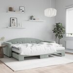 vidaXL Lit de jour avec gigogne et matelas gris clair 80x200cm velours