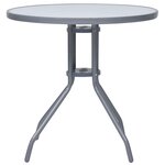 vidaXL Table de jardin Gris clair 80 cm Acier et verre