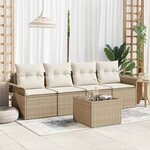 vidaXL Ensemble de canapé de jardin 5 pièces avec coussins beiges en rotin synthétique