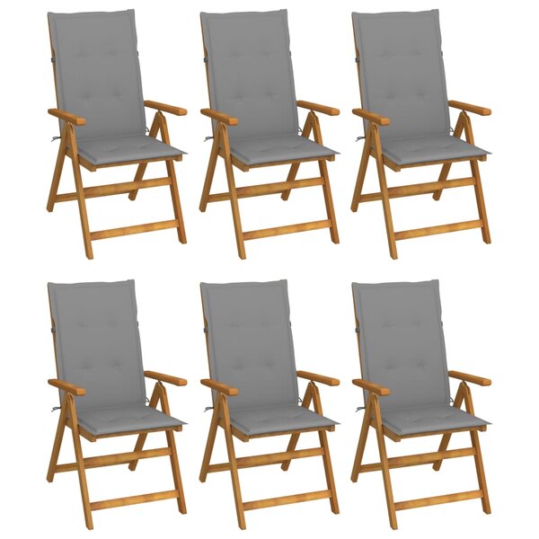 vidaXL Chaises pliables de jardin lot de 6 avec coussins Bois d'acacia