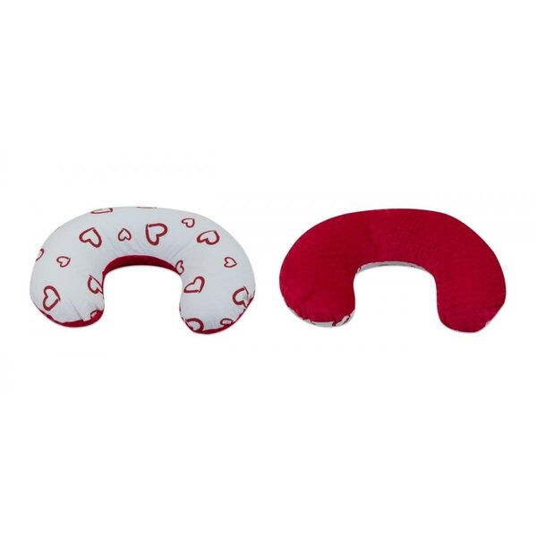 Coussin C d allaitement coeurs rouges sur fond blanc - rouge