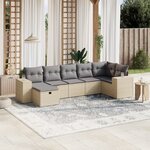 vidaXL Salon de jardin avec coussins 7Pièces mélange beige résine tressée