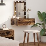 vidaXL Table de maquillage murale avec lumières LED en chêne fumé