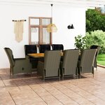 vidaXL Mobilier à dîner jardin 9 Pièces et coussins Résine tressée Marron