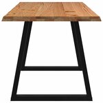 vidaXL Table à manger avec bord naturel 220x80x74 cm bois massif chêne