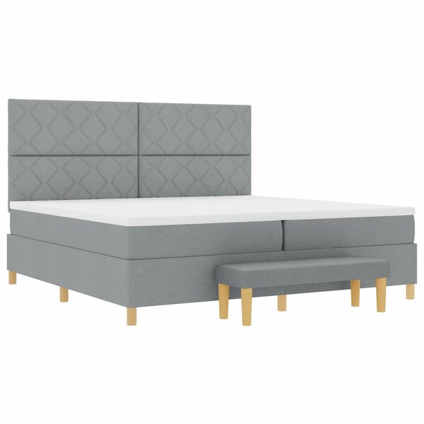 vidaXL Lit à ressorts avec matelas Gris clair 200 x 200 cm tissu
