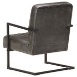 vidaXL Fauteuil cantilever Gris Cuir véritable