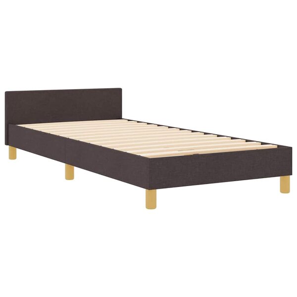 vidaXL Cadre de lit avec tête de lit Marron foncé 90 x 200 cm tissu