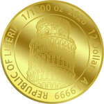 Monnaie LEANING TOWER OF PISA 1/1000 Oz Or 12$ Liberia 2026 (PRÉCOMMANDE)