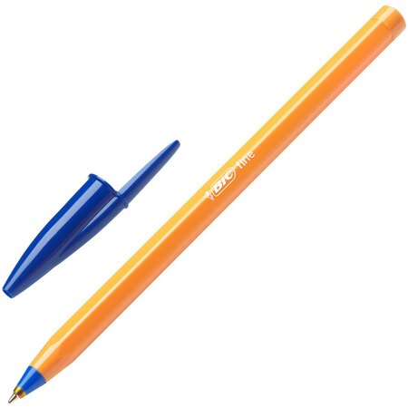Stylo bille, Orange, pointe fine (0,8 mm), corps orange, encre bleue (paquet 20 unités)