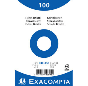Paquet de 100 Fiches BRISTOLS BLANC 100/150 S/FILM EXACOMPTA