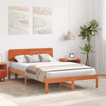 vidaXL Cadre de lit avec tête de lit Brun cire 120 x 190 cm Pin massif
