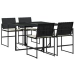 vidaXL Ensemble à manger de jardin coussins 5Pièces noir résine tressée