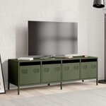 vidaXL Meuble TV vert olive 135x39x43 5 cm acier laminé à froid