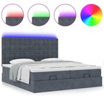 VidaXL Cadre de lit ottoman avec matelas gris foncé 180x200cm velours