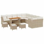 vidaXL Ensemble de canapé de jardin avec coussin 14 Pièces beige et crème