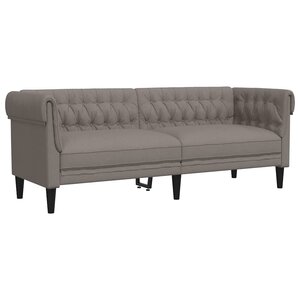 vidaXL Canapé Chesterfield 3 places taupe tissu