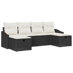 vidaXL Canapé de jardin 6 pièces avec coussins en poly rotin noir