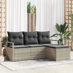 vidaXL Ensemble de canapé de jardin avec coussin 4 Pièces Gris clair