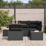 vidaXL Ensemble de canapé de jardin 5 Pièces Noir Poly rotin