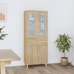 Vidaxl buffet haut chêne sonoma 69 5x34x180 cm bois d'ingénierie