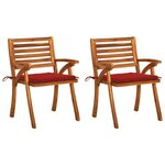 vidaXL Chaises à manger de jardin avec coussins lot de 2 Acacia massif