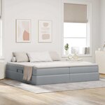 vidaXL Lit avec rangement et matelas Gris clair 200 x 200 cm Polyester