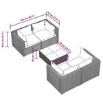 vidaXL Salon de jardin 5 Pièces avec coussins Résine tressée Gris