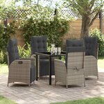 vidaXL Ensemble de salle à manger pour jardin 5 Pièces Gris Poly rotin