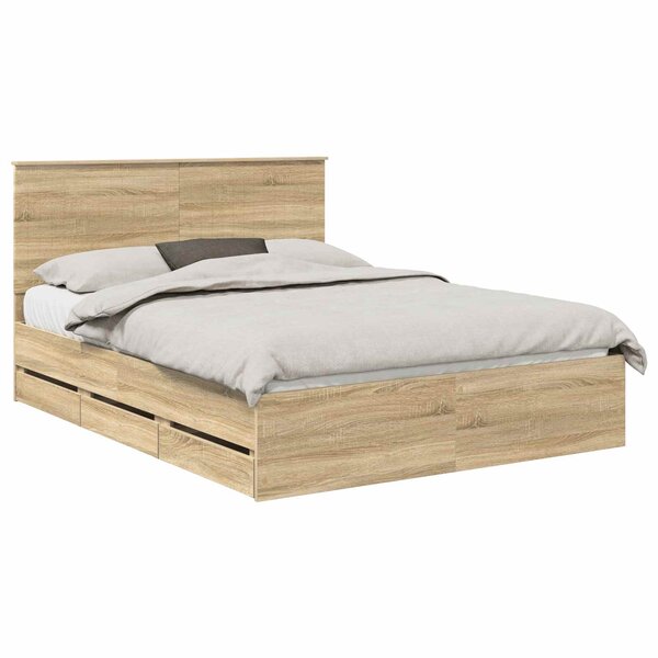 vidaXL Cadre de lit Chêne Sonoma 150 x 200 cm Bois Ingénierie