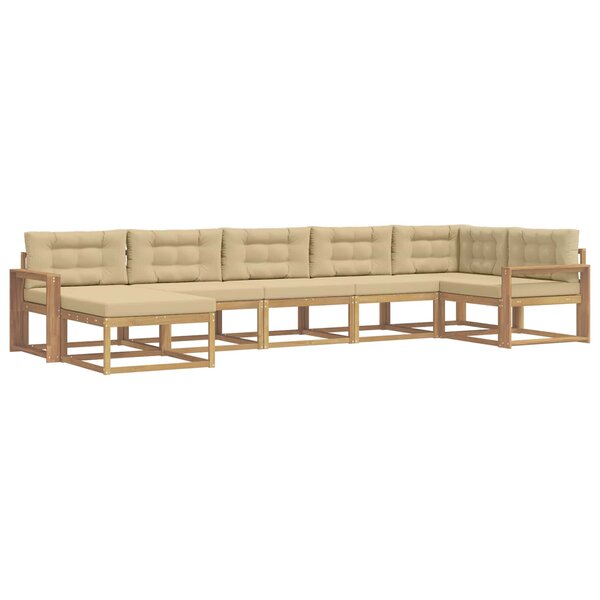 vidaXL Ensemble de canapés d'extérieur 7 pc Blanc et Beige