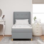 Lit Box Spring vidaXL avec matelas Gris clair 100x200 cm Tissu