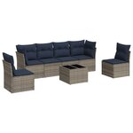 vidaXL Salon de jardin 7 Pièces avec coussins gris résine tressée