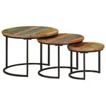 vidaXL Tables gigognes 3 Pièces bois massif de récupération
