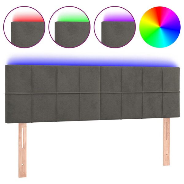 vidaXL Tête de lit à LED Gris foncé 144x5x78/88 cm Velours