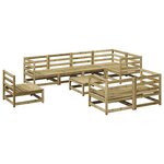 vidaXL Salon de jardin 9 Pièces bois de pin imprégné