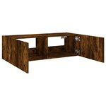 vidaXL Meuble TV mural avec lumières LED chêne fumé 100x35x31 cm