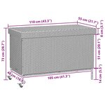 vidaXL Boîte de rangement de jardin et roues gris clair résine tressée