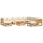 vidaXL Ensemble de canapés de jardin 11 pièces avec coussins en bois d'acacia et corde