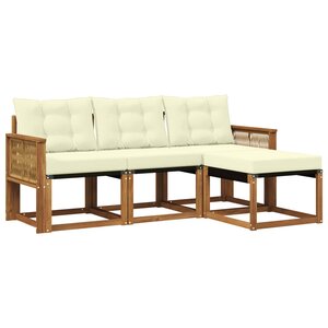 vidaXL Ensemble de canapés d'extérieur 4 pc Naturel et Crème