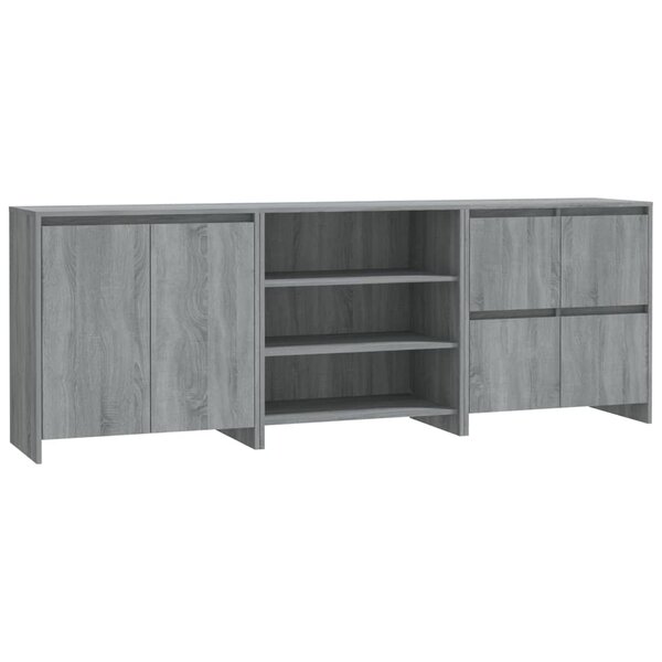 vidaXL Buffets 3 Pièces Sonoma gris Bois d'ingénierie