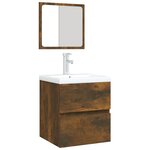 vidaXL Armoire lavabo de salle de bain et bassin et miroir Chêne fumé