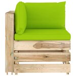 Vidaxl canapé de jardin 2 places avec coussins bois imprégné de vert