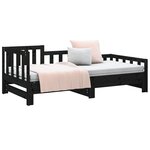 vidaXL Lit coulissant Noir 2x(80x200) cm Bois de pin massif