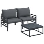 vidaXL Ensemble de canapé de jardin 3 Pièces Anthracite Acier