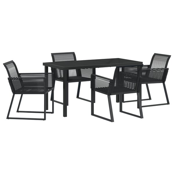 vidaXL Set de salle à manger de jardin 5 pièces en polyrotin noir