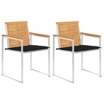 vidaXL Chaises de jardin avec coussins 2 Pièces Teck solide et acier